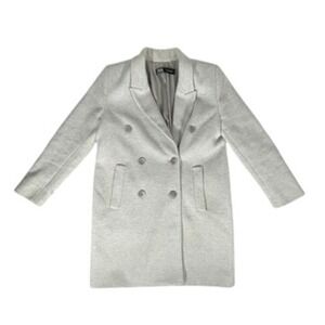 Zara Light Grey Double Breasted Cotton Blend Blazer Coat Women's Size Small